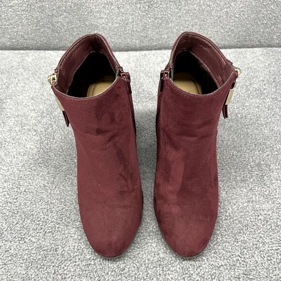 Apt 9 Boots Womens 5.5 Med Burgundy Red Wine Maroon Booties Block Heels - Picture 5 of 14